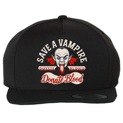 Save A Vampire Donate Blood Halloween Wool Snapback Cap