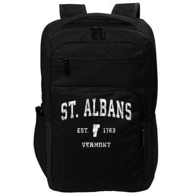 St. Albans Vermont Vt Vintage Established Athletic Sports Design Impact Tech Backpack