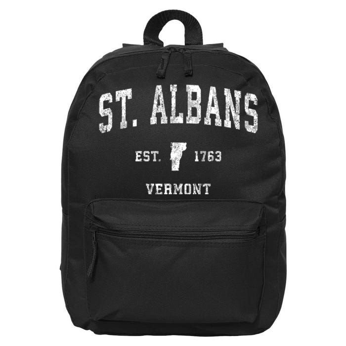 St. Albans Vermont Vt Vintage Established Athletic Sports Design 16 in Basic Backpack