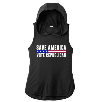 Save America Vote Republican Vintage Ladies PosiCharge Tri-Blend Wicking Draft Hoodie Tank