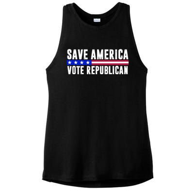 Save America Vote Republican Vintage Ladies PosiCharge Tri-Blend Wicking Tank