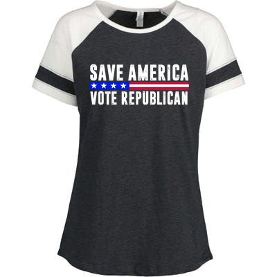 Save America Vote Republican Vintage Enza Ladies Jersey Colorblock Tee