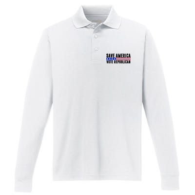 Save America Vote Republican Vintage Performance Long Sleeve Polo