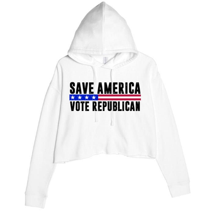 Save America Vote Republican Vintage Crop Fleece Hoodie