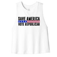 Save America Vote Republican Vintage Women's Racerback Cropped Tank