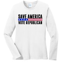 Save America Vote Republican Vintage Ladies Long Sleeve Shirt