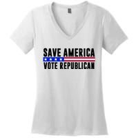 Save America Vote Republican Vintage Women's V-Neck T-Shirt