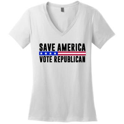 Save America Vote Republican Vintage Women's V-Neck T-Shirt