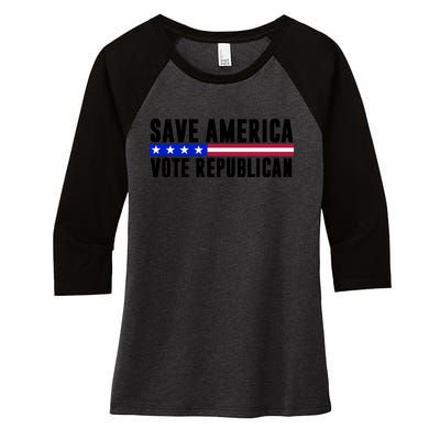 Save America Vote Republican Vintage Women's Tri-Blend 3/4-Sleeve Raglan Shirt