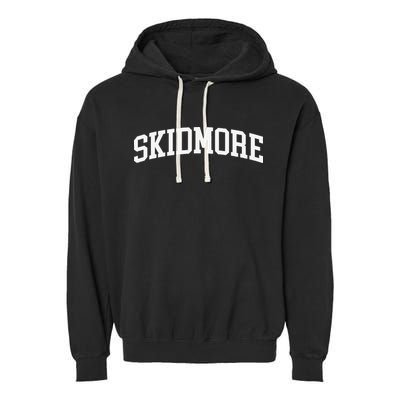 Skidmore Arch Vintage Retro College Athletic Sports Garment-Dyed Fleece Hoodie