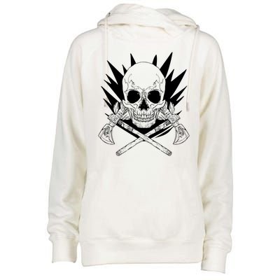 Skull Axe Vintage Womens Funnel Neck Pullover Hood