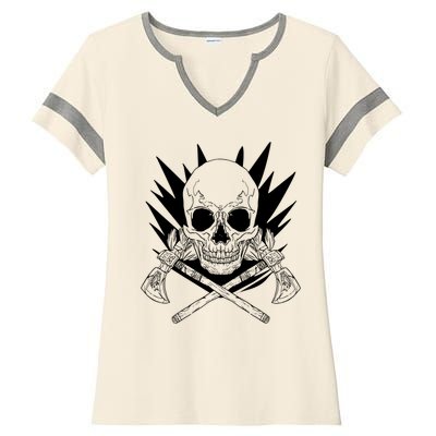 Skull Axe Vintage Ladies Halftime Notch Neck Tee