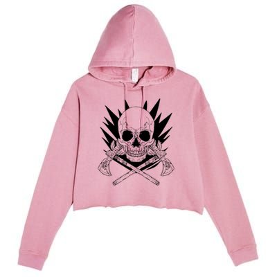 Skull Axe Vintage Crop Fleece Hoodie