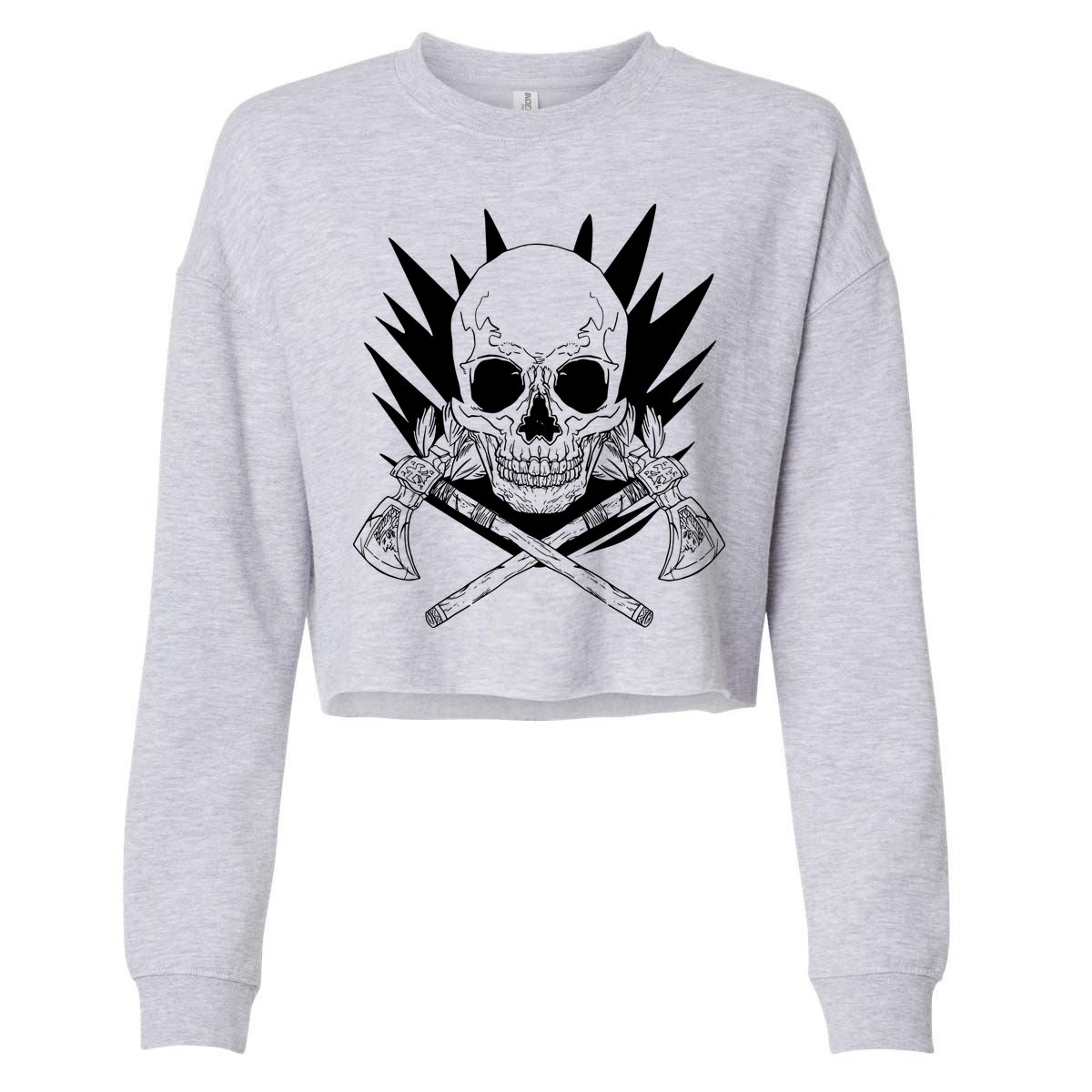 Skull Axe Vintage Cropped Pullover Crew