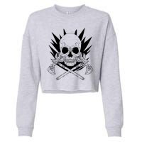 Skull Axe Vintage Cropped Pullover Crew