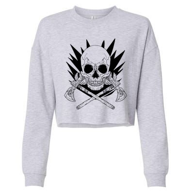 Skull Axe Vintage Cropped Pullover Crew