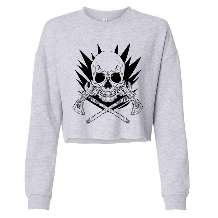 Skull Axe Vintage Cropped Pullover Crew