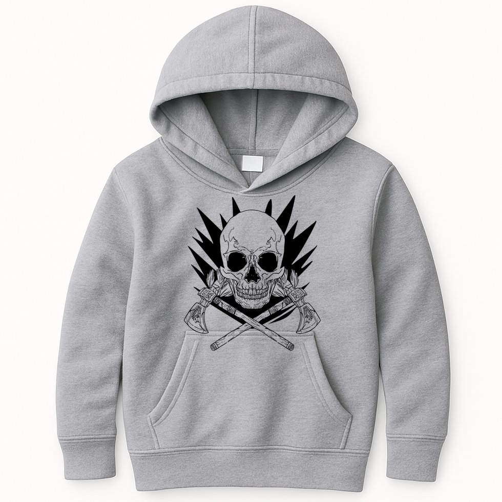 Skull Axe Vintage Kids Hoodie