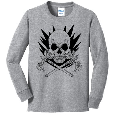 Skull Axe Vintage Kids Long Sleeve Shirt