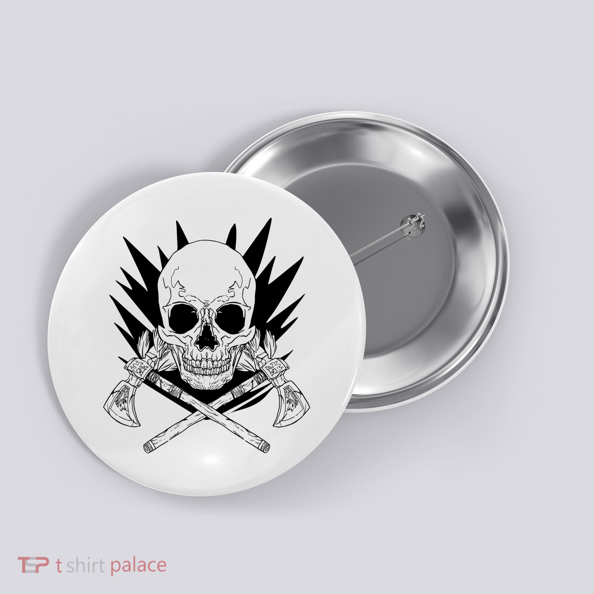 Skull Axe Vintage Button