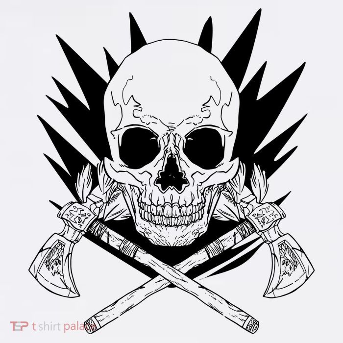 Skull Axe Vintage Button