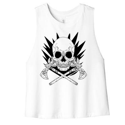 Skull Axe Vintage Women's Racerback Cropped Tank