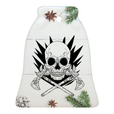 Skull Axe Vintage Ceramic Bell Ornament