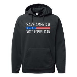 Save America Vote Republican Retro Style Performance Fleece Hoodie