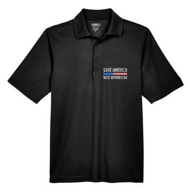 Save America Vote Republican Retro Style Men's Origin Performance Piqué Polo