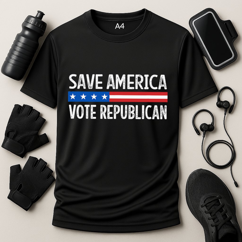 Save America Vote Republican Retro Style Cooling Performance Crew T-Shirt