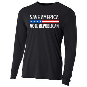 Save America Vote Republican Retro Style Cooling Performance Long Sleeve Crew