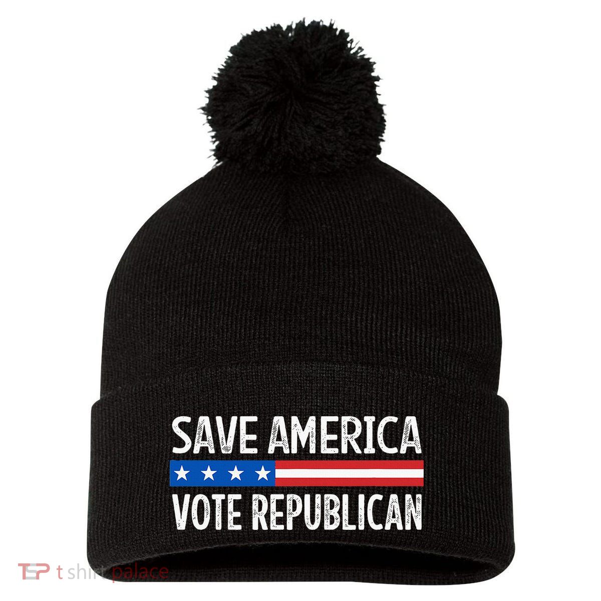 Save America Vote Republican Retro Style Pom Pom 12in Knit Beanie