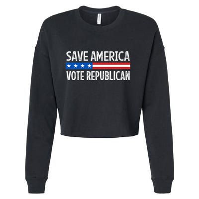 Save America Vote Republican Retro Style Cropped Pullover Crew