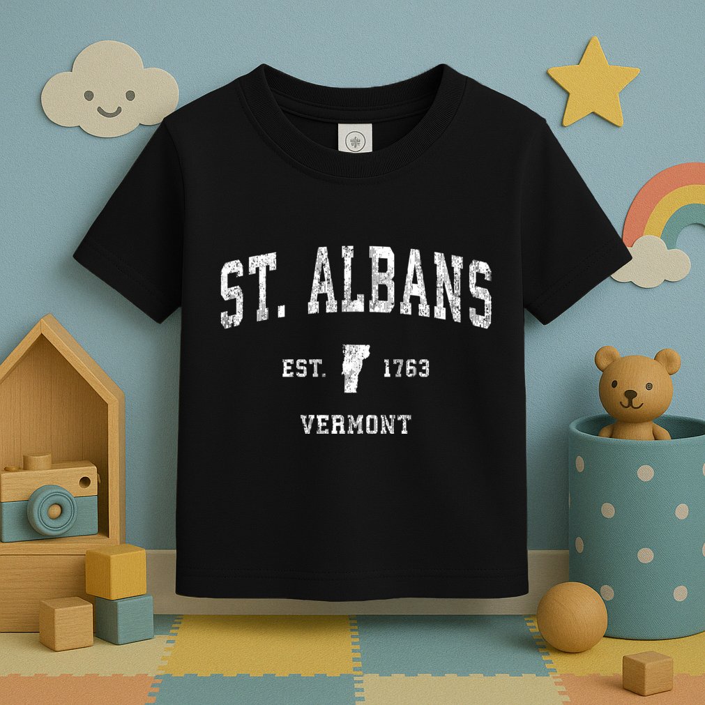 St. Albans Vermont Vt Vintage Athletic Sports Toddler T-Shirt