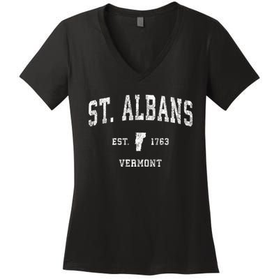 St. Albans Vermont Vt Vintage Athletic Sports Women's V-Neck T-Shirt