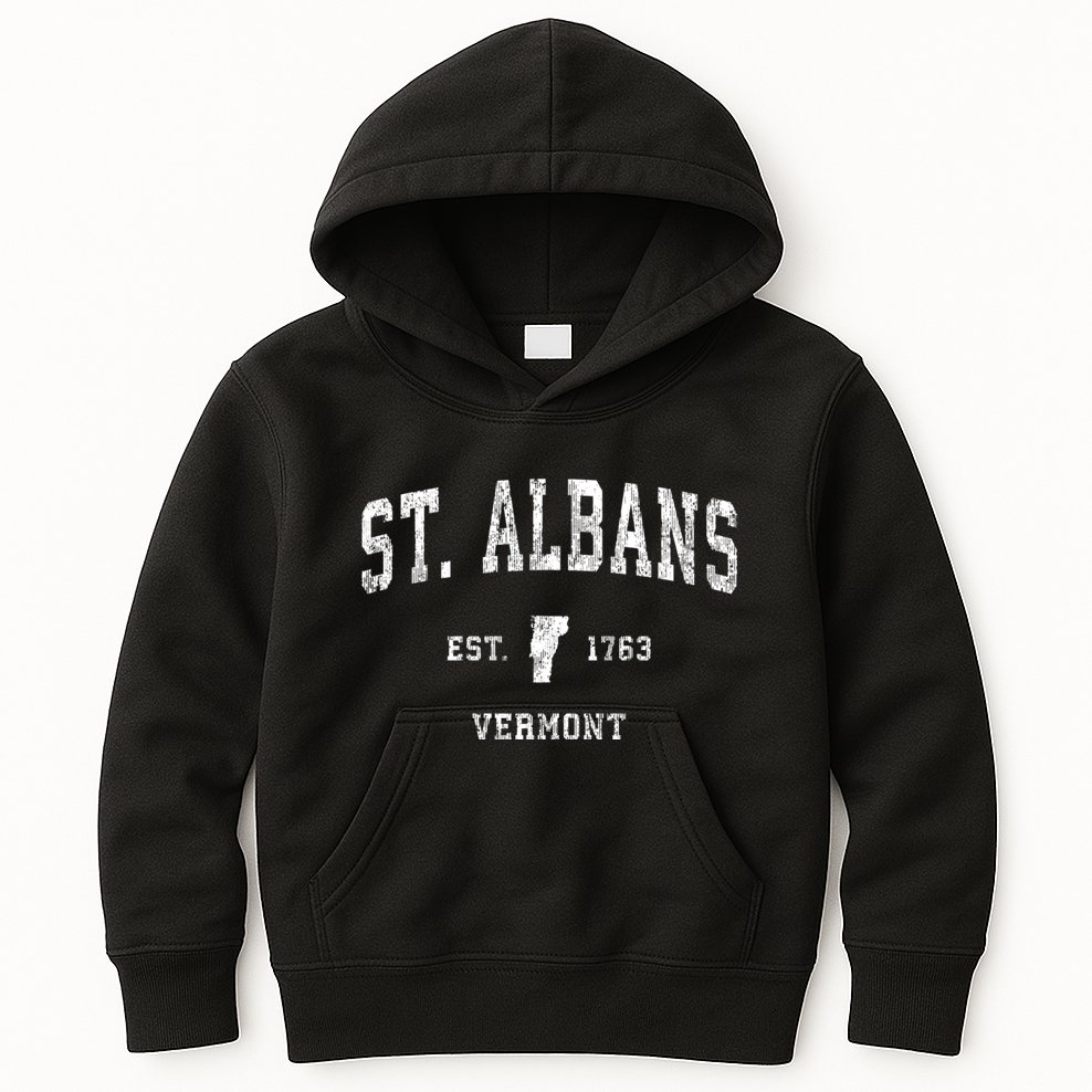 St. Albans Vermont Vt Vintage Athletic Sports Kids Hoodie
