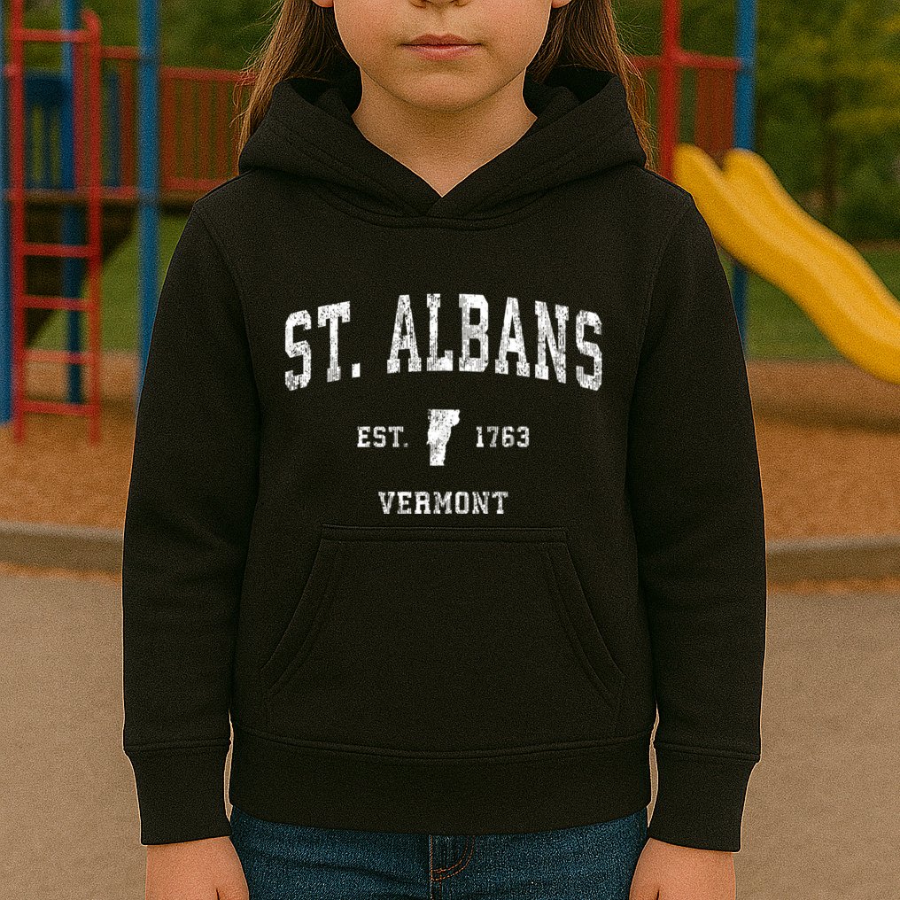St. Albans Vermont Vt Vintage Athletic Sports Kids Hoodie