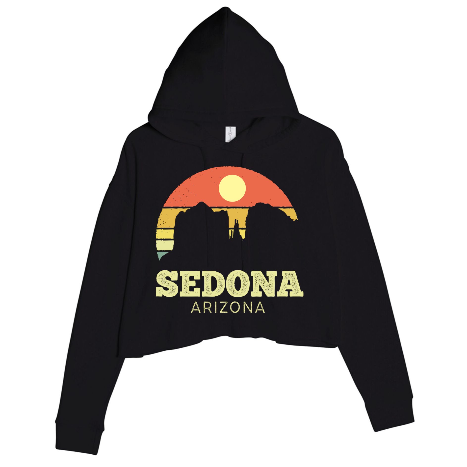 Sedona Arizona Vintage Sunset Adventure Outdoors Life Gift Crop Fleece Hoodie