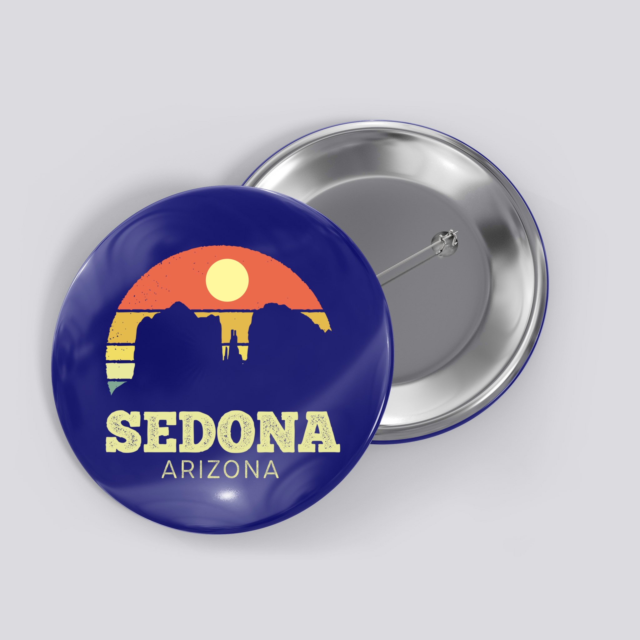 Sedona Arizona Vintage Sunset Adventure Outdoors Life Gift Button