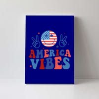 Smile America Vibes Patriotic 4th Of July Usa Flag Groovy Gift Canvas