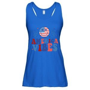 Smile America Vibes Patriotic 4th Of July Usa Flag Groovy Gift Ladies Essential Flowy Tank