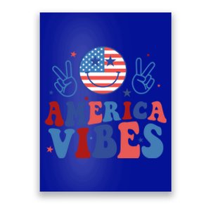 Smile America Vibes Patriotic 4th Of July Usa Flag Groovy Gift Poster