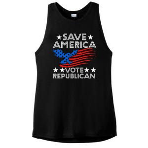 Save America Vote Republican Proud Conservative American Ladies PosiCharge Tri-Blend Wicking Tank