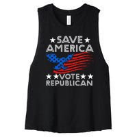 Save America Vote Republican Proud Conservative American Women's Racerback Cropped Tank