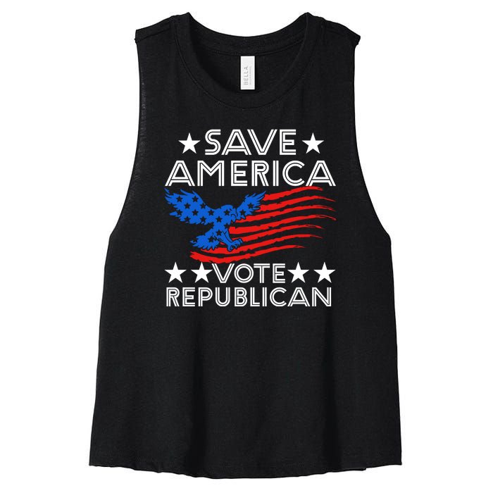 Save America Vote Republican Proud Conservative American Women's Racerback Cropped Tank