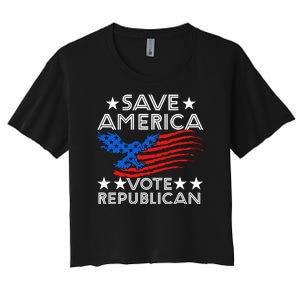 Save America Vote Republican Proud Conservative American Women's Crop Top Tee