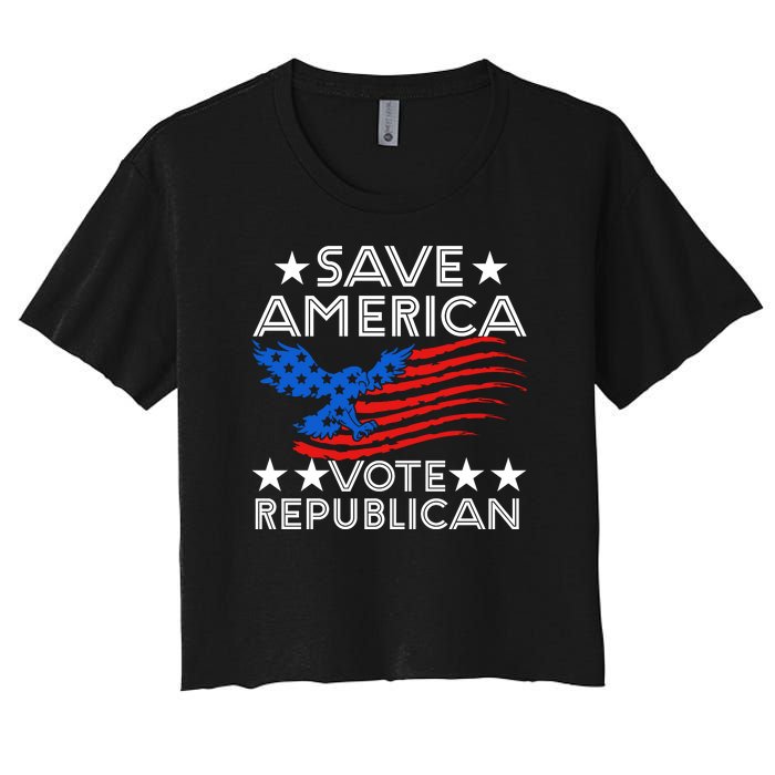 Save America Vote Republican Proud Conservative American Women's Crop Top Tee