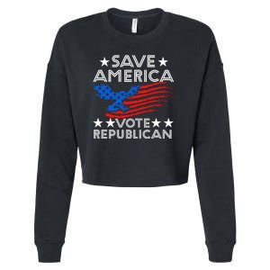 Save America Vote Republican Proud Conservative American Cropped Pullover Crew