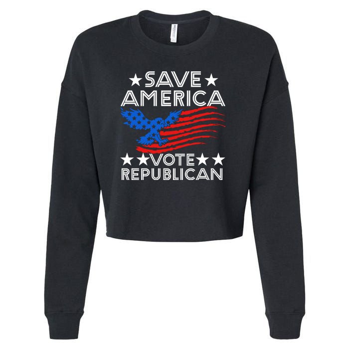 Save America Vote Republican Proud Conservative American Cropped Pullover Crew