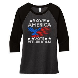 Save America Vote Republican Proud Conservative American Women's Tri-Blend 3/4-Sleeve Raglan Shirt